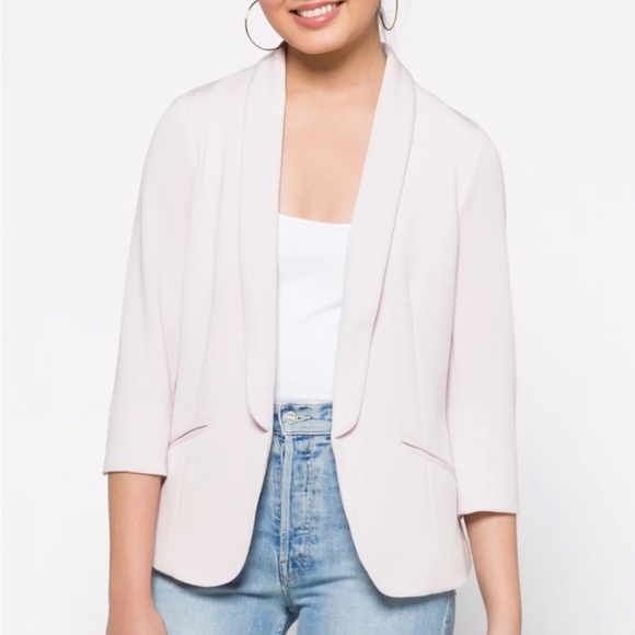 Skies Are Blue Jackets & Blazers - Skies Are Blue Hannah Modal Scuba Blazer Blush Pockets Unstructured Soft Size M